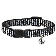 Cat Collar Breakaway - Cherries Scattered Vertical Stripe White Black Grays Breakaway Cat Collars Buckle-Down   