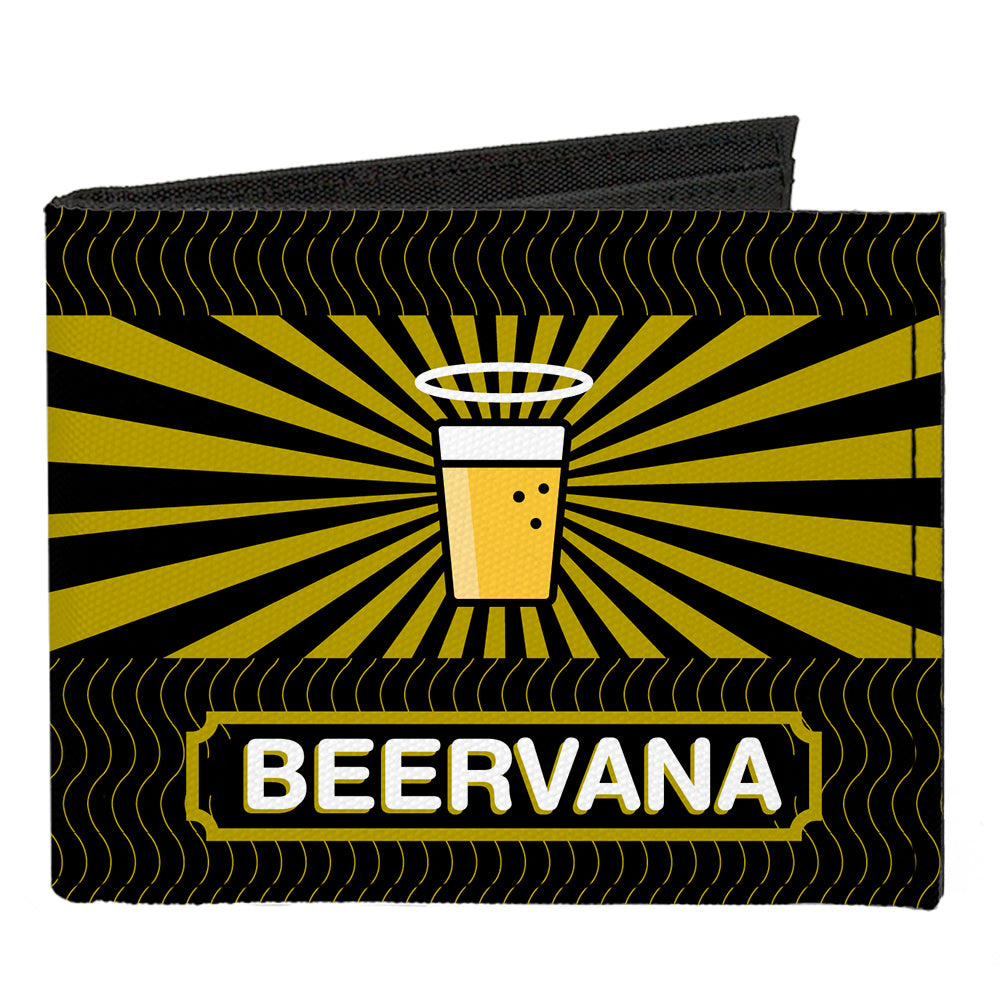 Canvas Bi-Fold Wallet - Beer Pint BEERVANA Rays Waves Black Olive Canvas Bi-Fold Wallets Buckle-Down   