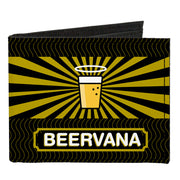 Canvas Bi-Fold Wallet - Beer Pint BEERVANA Rays Waves Black Olive Canvas Bi-Fold Wallets Buckle-Down   