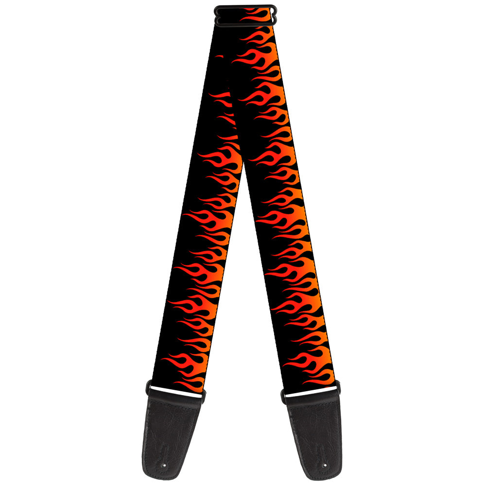 Guitar Strap - Flames Orange Red Guitar Straps Buckle-Down   