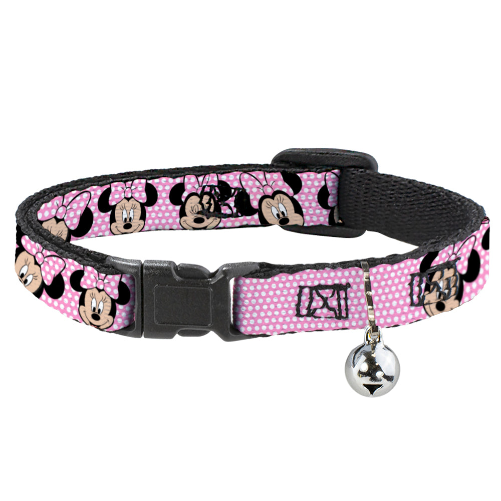 Cat Collar Breakaway - Minnie Mouse Expressions Polka Dot Pink White Breakaway Cat Collars Disney   