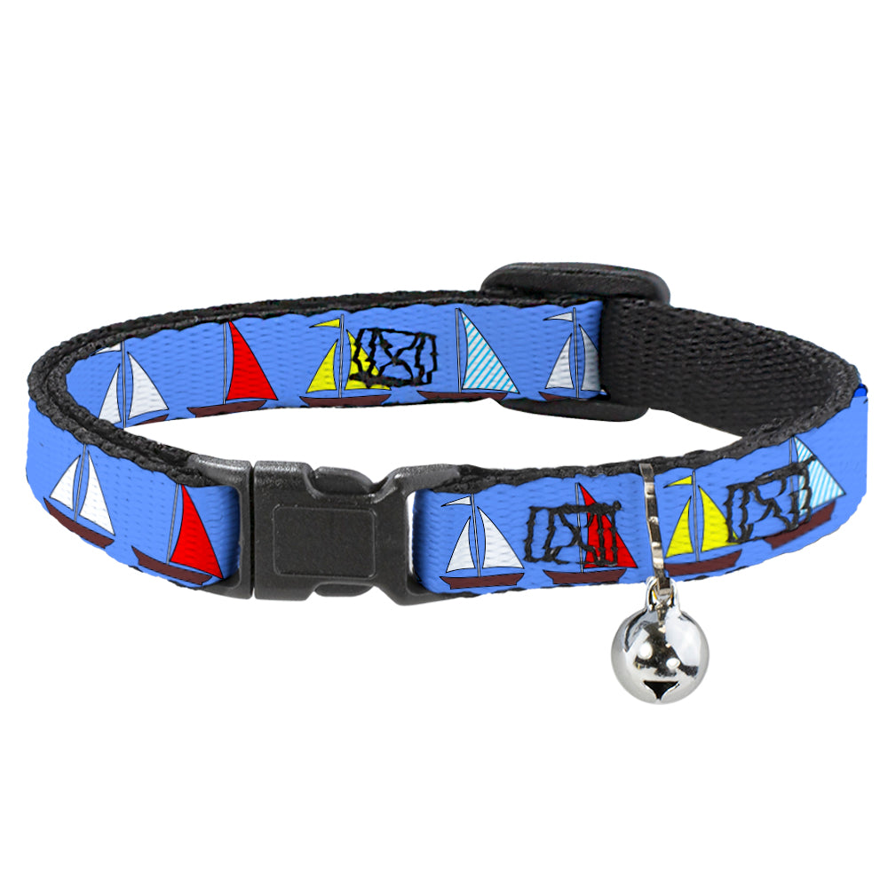Cat Collar Breakaway - Sailboats Blue Breakaway Cat Collars Buckle-Down   