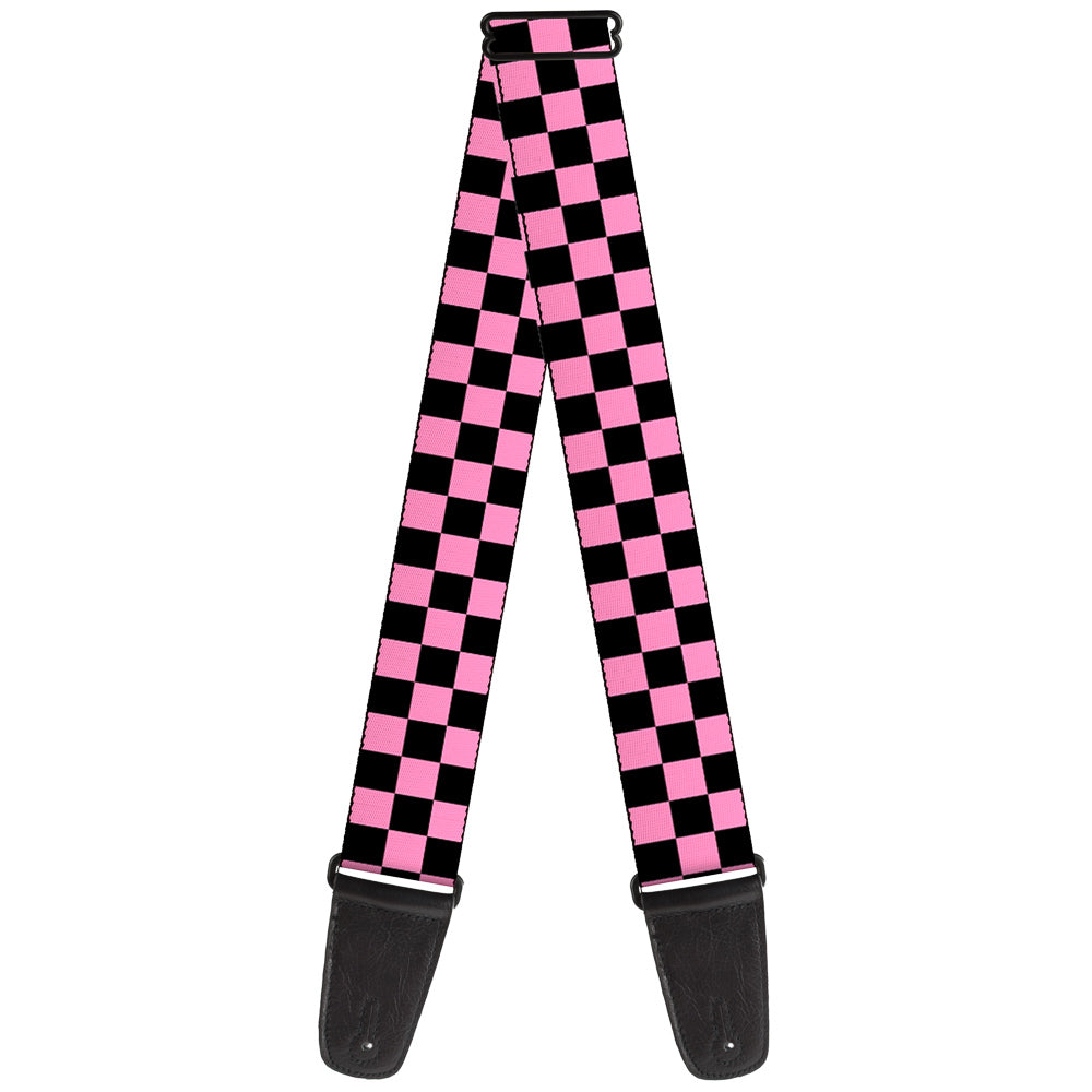 Guitar Strap - Checker Black Baby Pink Guitar Straps Buckle-Down   
