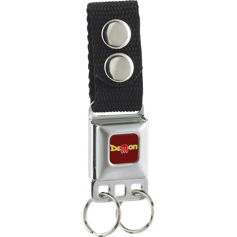 Keychain - Vintage Dodge DEMON Logo Full Color Burgundy Silver Yellow Red Keychains Dodge   