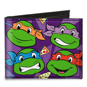 Canvas Bi-Fold Wallet - Classic TMNT Faces + I "PIZZA-HEART" TMNT Purple Pizza Canvas Bi-Fold Wallets Teenage Mutant Ninja Turtles