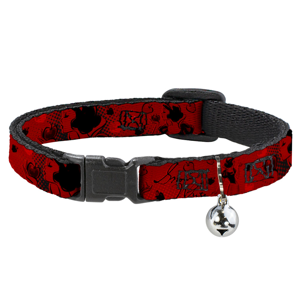 Cat Collar Breakaway - SNOW WHITE Poses Apple Halftone Reds Black Breakaway Cat Collars Disney   