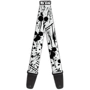 Guitar Strap - Splatter White Black Guitar Straps Buckle-Down   