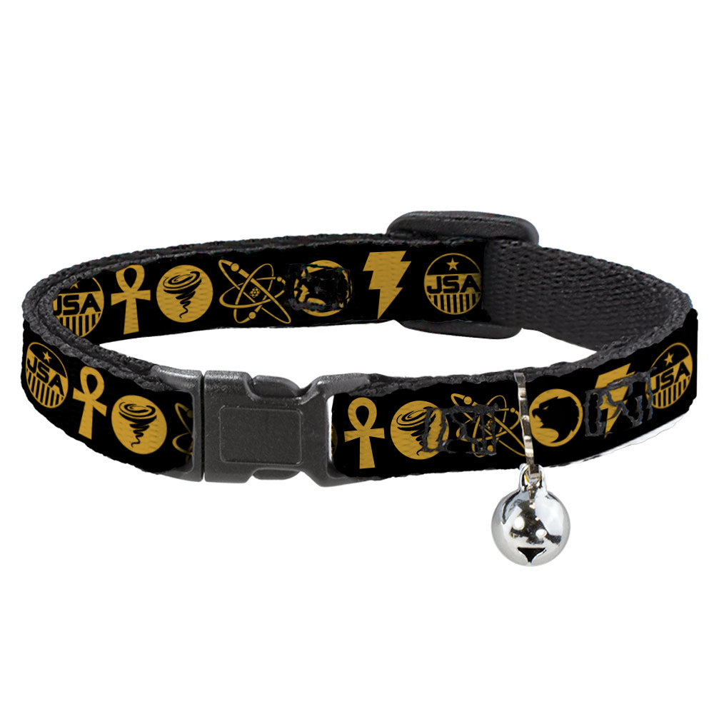 Cat Collar Breakaway with Bell - Black Adam Justice Society Icons Black Orange Breakaway Cat Collars DC Comics   