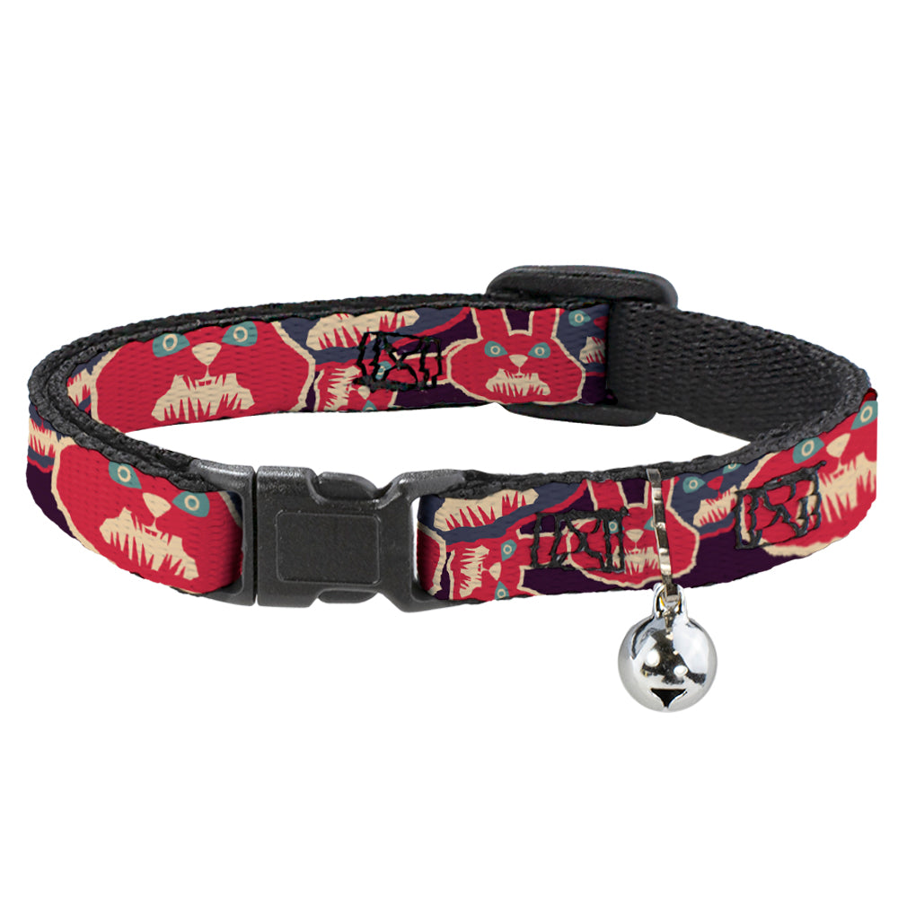 Cat Collar Breakaway - Angry Bunnies CLOSE-UP Purple Red Blue Breakaway Cat Collars Buckle-Down   