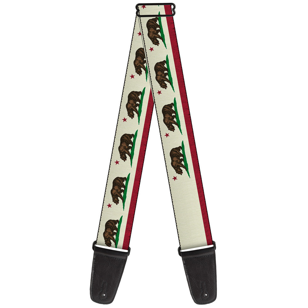 Guitar Strap - California Flag Weathered White Guitar Straps Buckle-Down   