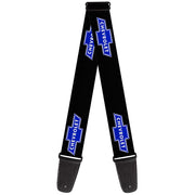Guitar Strap - Chevy Bowtie Logo Repeat Black Blue Guitar Straps GM General Motors   