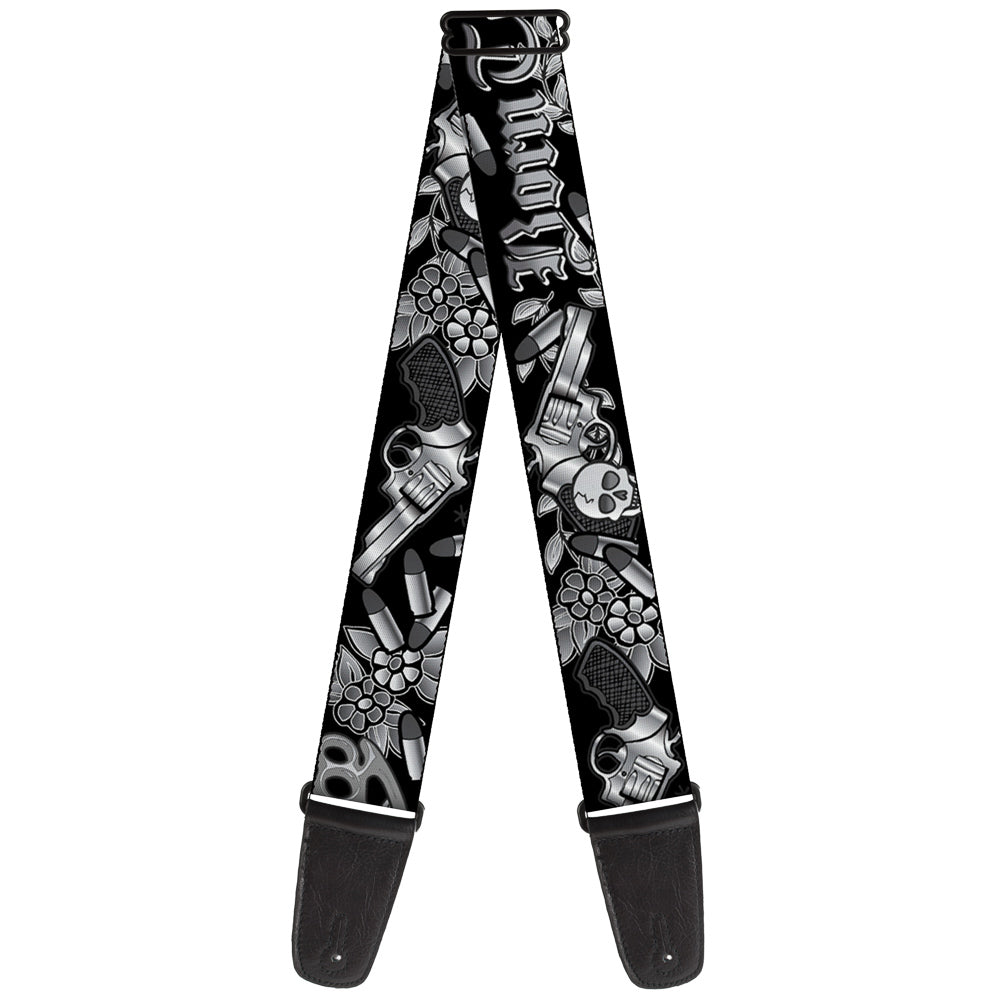 Guitar Strap - Born to Raise Hell Black White Guitar Straps Buckle-Down   