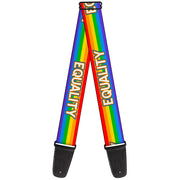 Guitar Strap - EQUALITY Stripe Rainbow White Guitar Straps Buckle-Down   