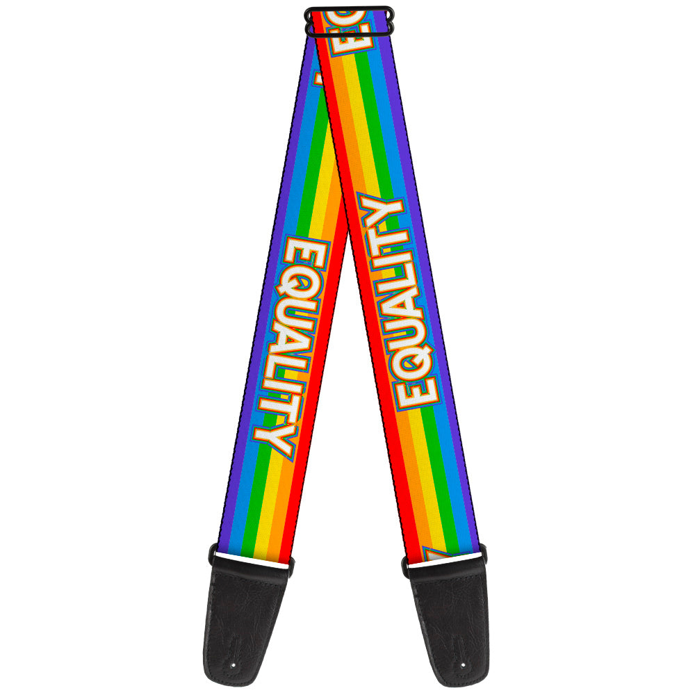 Guitar Strap - EQUALITY Stripe Rainbow White Guitar Straps Buckle-Down   