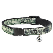 Cat Collar Breakaway - 100 Dollar Bill C U Triple Benjamin Breakaway Cat Collars Buckle-Down   