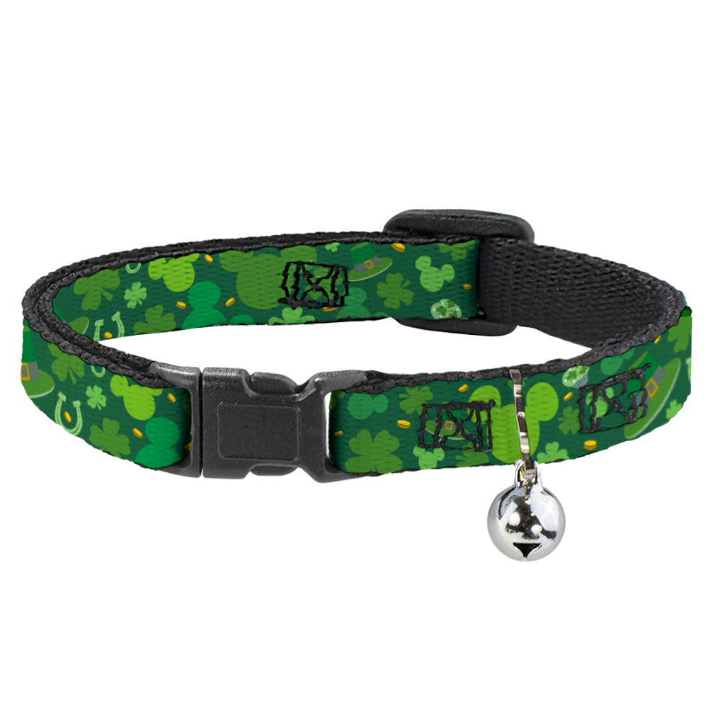 Cat Collar Breakaway - St. Patrick's Day Mickey Collage Greens Breakaway Cat Collars Disney   