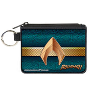 Canvas Zipper Wallet - MINI X-SMALL - AQUAMAN 2017 Icon Scales Stripe Blues Golds Canvas Zipper Wallets DC Comics   