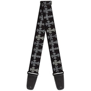 Guitar Strap - Elegant Crosses Black Grays Guitar Straps Buckle-Down   