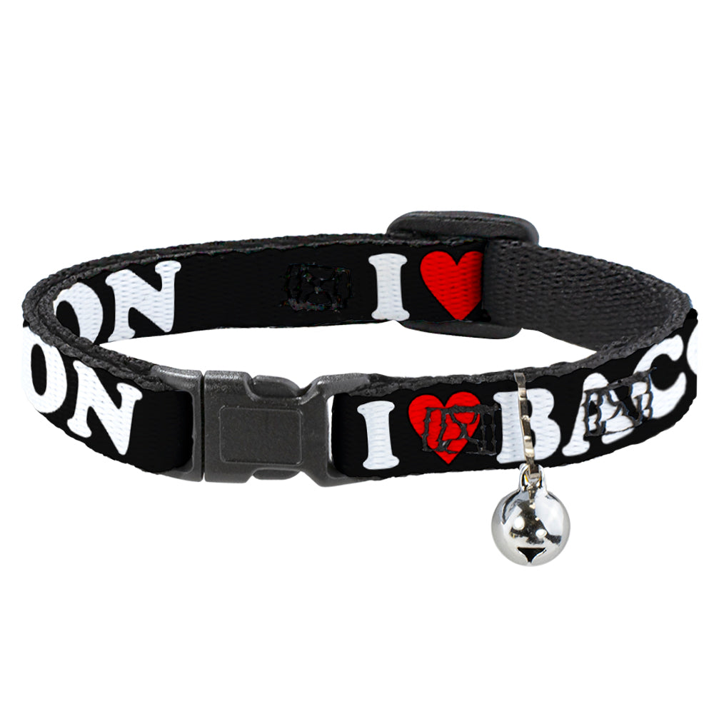 Cat Collar Breakaway - I "HEART" BACON Black White Red Breakaway Cat Collars Buckle-Down   