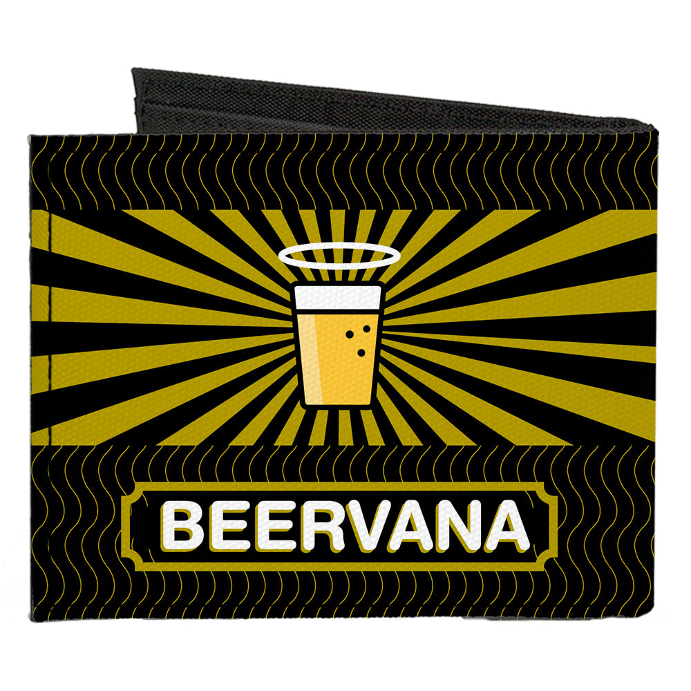 Canvas Bi-Fold Wallet - Beer Pint BEERVANA Rays Waves Black Olive Canvas Bi-Fold Wallets Buckle-Down   