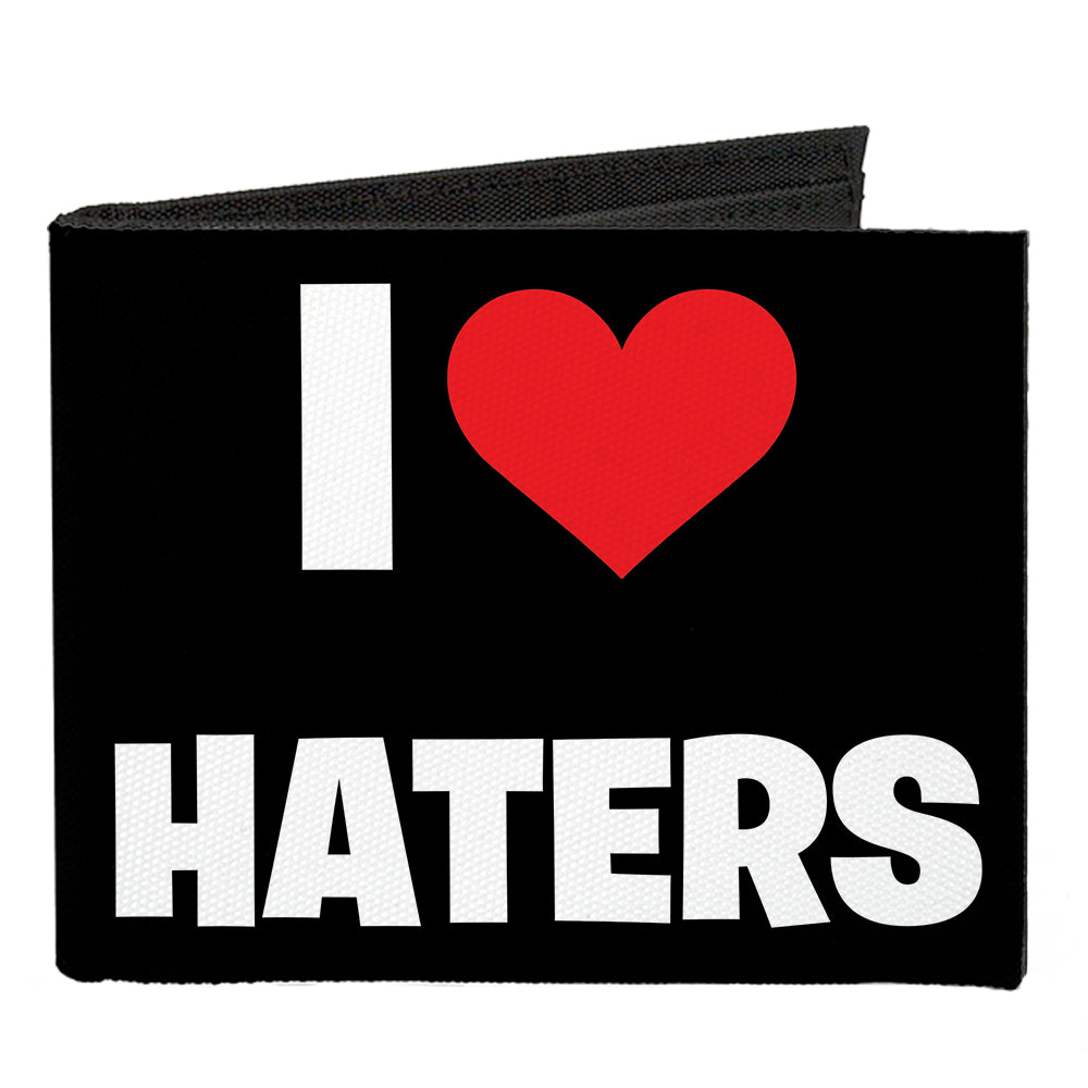 Canvas Bi-Fold Wallet - I Heart HATERS Black White Red Canvas Bi-Fold Wallets Buckle-Down   