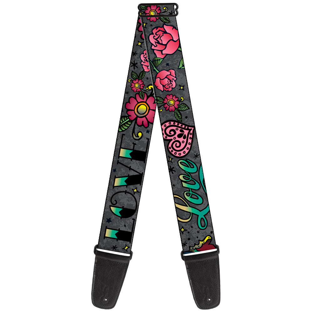 Guitar Strap - Love Kills Gray Guitar Straps Buckle-Down   