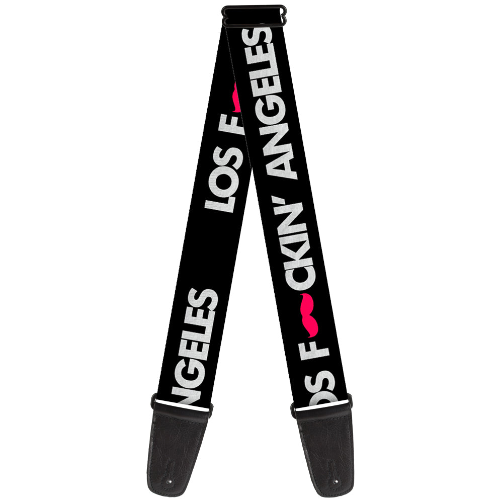 Guitar Strap - LOS F*CKIN' ANGELES Mustache Black White Pink Guitar Straps Buckle-Down   