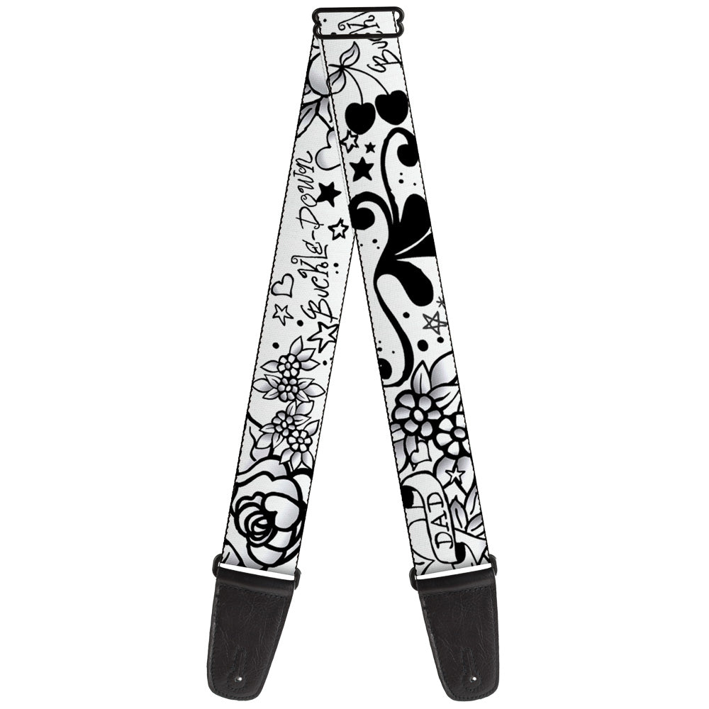 Guitar Strap - Mom & Dad Black White Guitar Straps Buckle-Down   