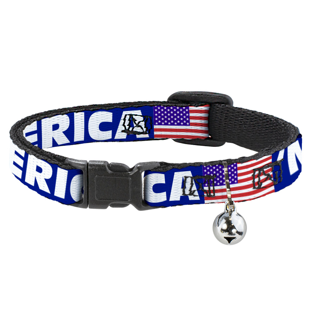 Cat Collar Breakaway - MERICA US Flag Blue White Red Breakaway Cat Collars Buckle-Down   