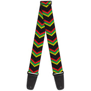 Guitar Strap - Chevron Weave Black Rasta Guitar Straps Buckle-Down   