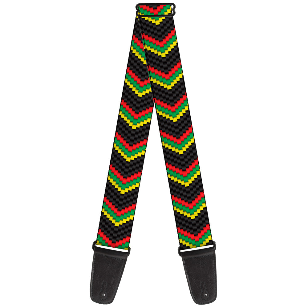 Guitar Strap - Chevron Weave Black Rasta Guitar Straps Buckle-Down   