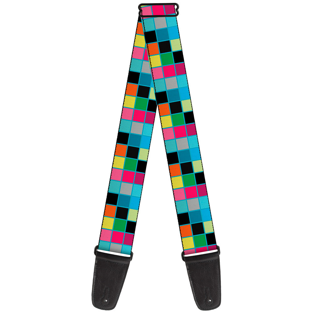 Guitar Strap - Checker Bright Pastel w Outline Guitar Straps Buckle-Down   