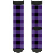 Sock Pair - Polyester - Buffalo Plaid Black Purple - CREW Socks Buckle-Down   