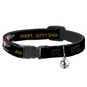 Cat Collar Breakaway - Buckle-Down Logo ADOPT, DON'T SHOP Black Yellow Breakaway Cat Collars Buckle-Down   