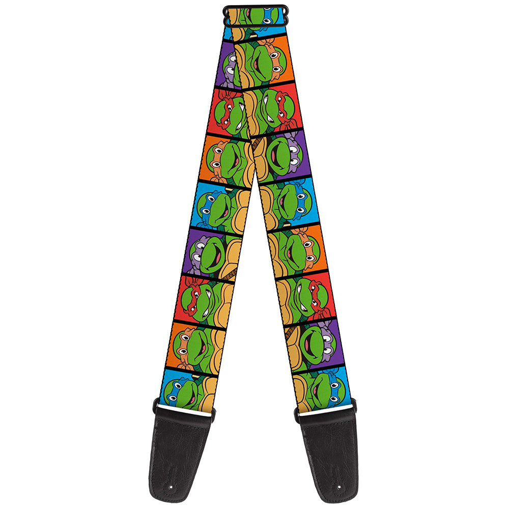 Guitar Strap - Classic TMNT Face Blocks Black Multi Color Guitar Straps Teenage Mutant Ninja Turtles