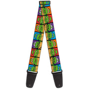 Guitar Strap - Classic TMNT Face Blocks Black Multi Color Guitar Straps Teenage Mutant Ninja Turtles