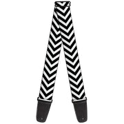 Guitar Strap - Chevron3 White Black Guitar Straps Buckle-Down   