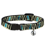 Cat Collar Breakaway - Zig Zag Doodle Cream Black Blues Breakaway Cat Collars Buckle-Down   