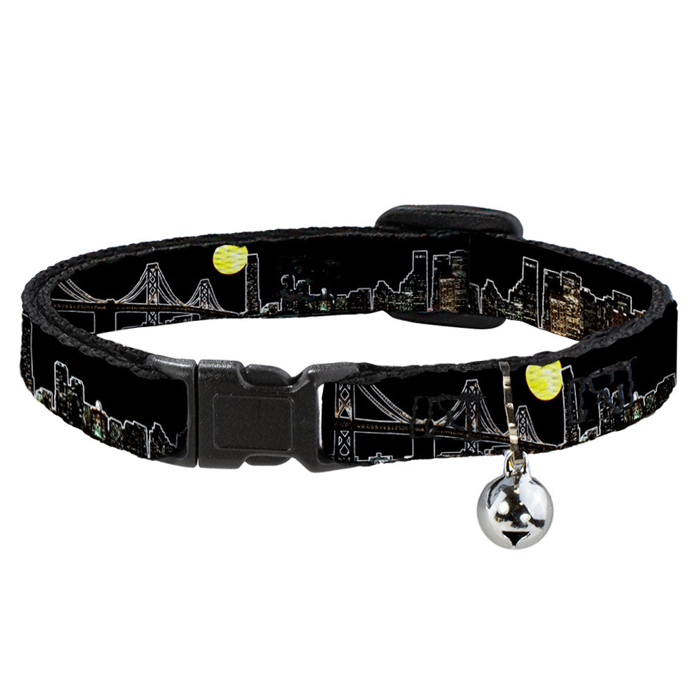 Cat Collar Breakaway - San Francisco w Moon Vivid Skyline Black Breakaway Cat Collars Buckle-Down   