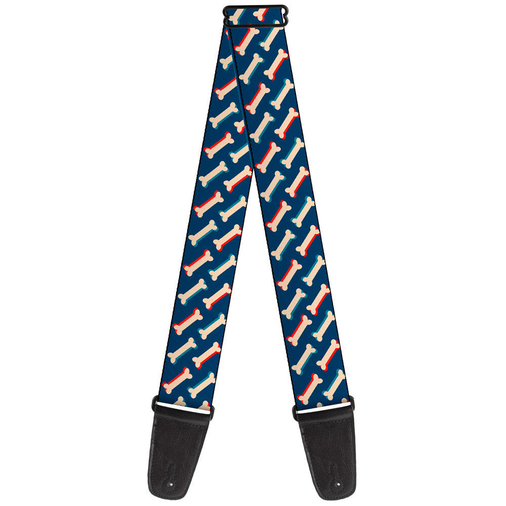 Guitar Strap - Bones Blue Tan Red Guitar Straps Buckle-Down   