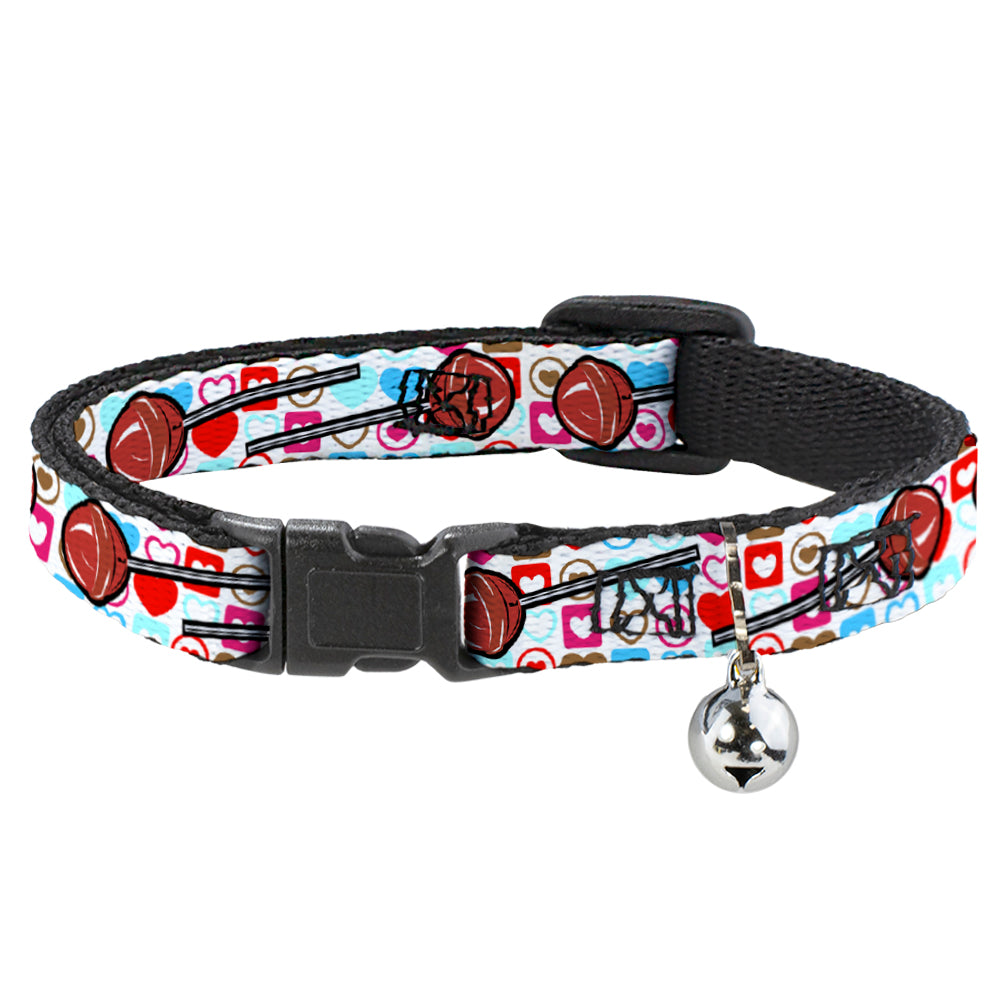 Cat Collar Breakaway - Lollipop Hearts White Breakaway Cat Collars Buckle-Down   