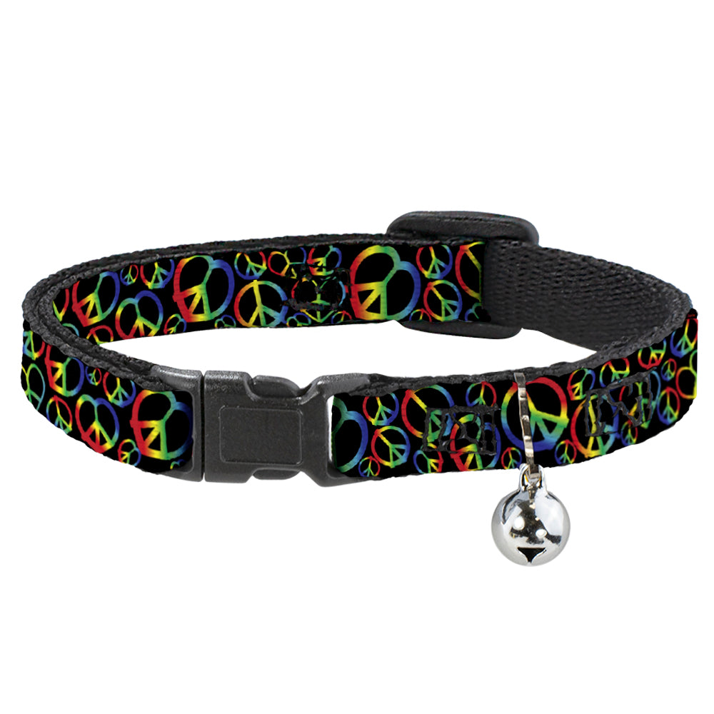 Cat Collar Breakaway - Peace Heart Black Rainbow Ombre Breakaway Cat Collars Buckle-Down   