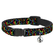 Cat Collar Breakaway - Peace Heart Black Rainbow Ombre Breakaway Cat Collars Buckle-Down   