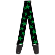 Guitar Strap - Stars Scattered Black Green Guitar Straps Buckle-Down   