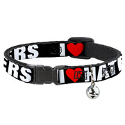 Cat Collar Breakaway - I Heart HATERS Black White Red Breakaway Cat Collars Buckle-Down   