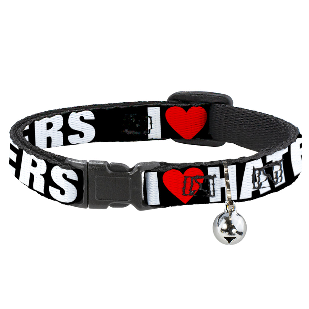 Cat Collar Breakaway - I Heart HATERS Black White Red Breakaway Cat Collars Buckle-Down   