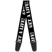 Guitar Strap - GET A LIFE! Black White Guitar Straps Buckle-Down   