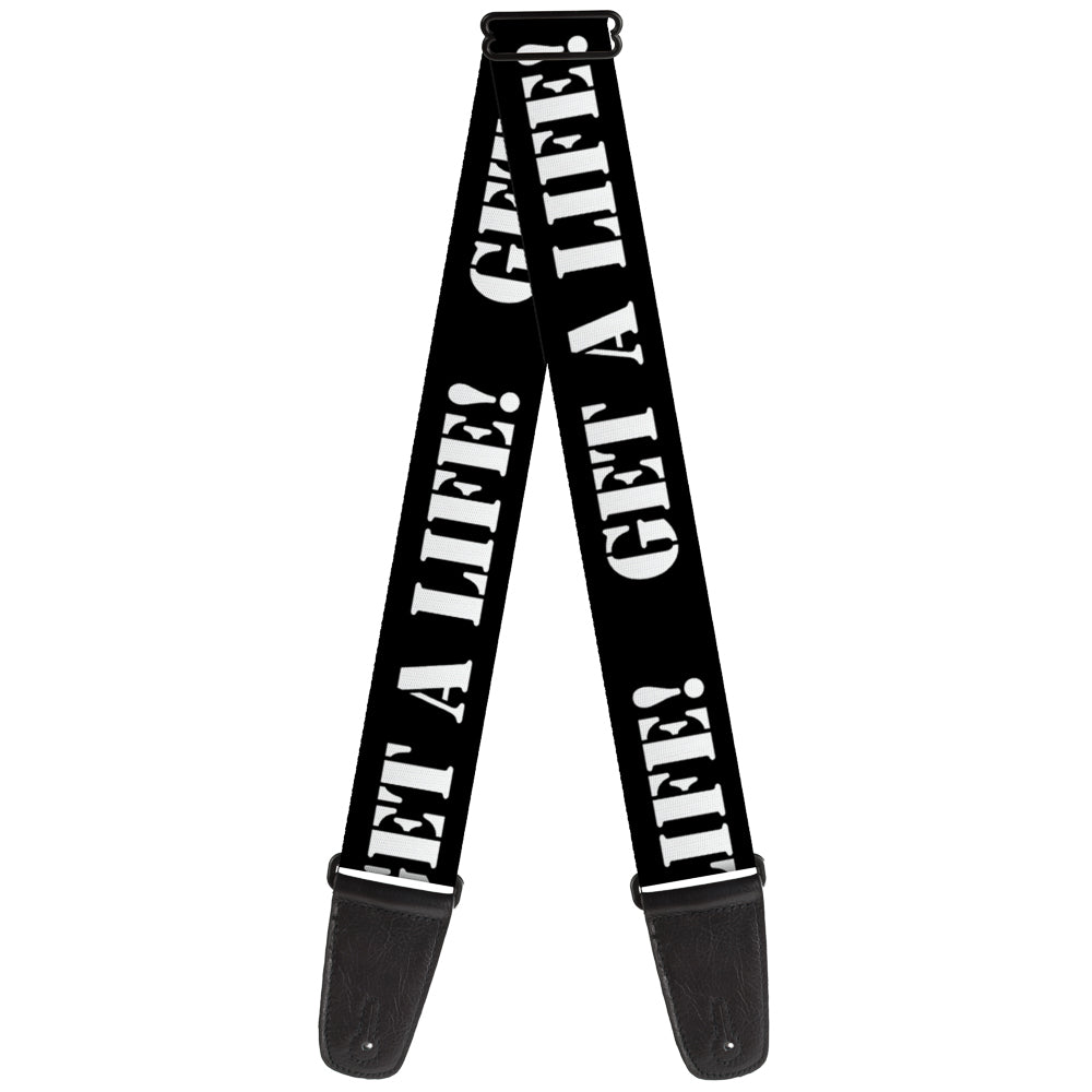 Guitar Strap - GET A LIFE! Black White Guitar Straps Buckle-Down   