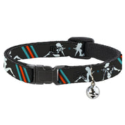 Cat Collar Breakaway - Mud Flap Girls w Stripes Gray Turquoise Orange Breakaway Cat Collars Buckle-Down   