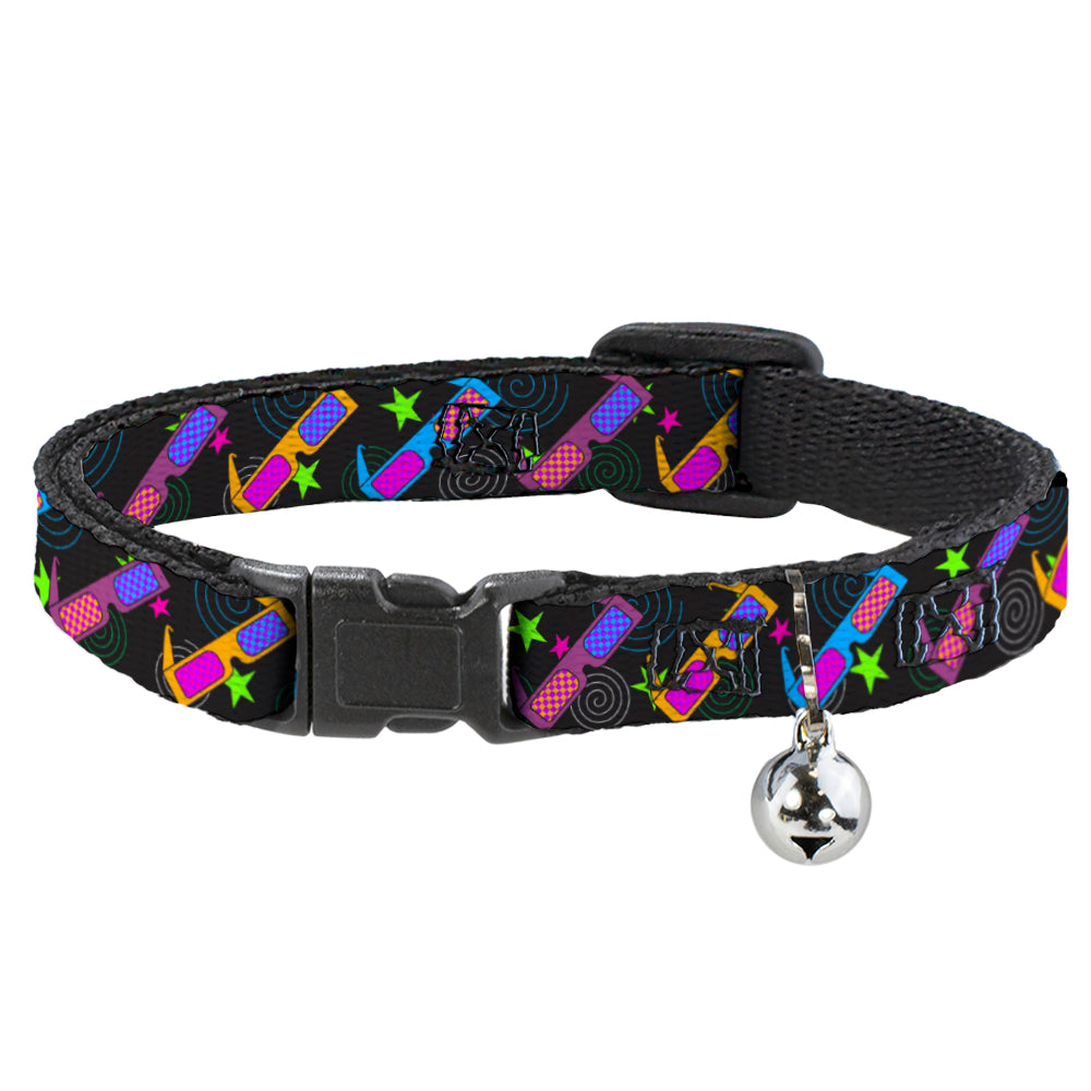 Cat Collar Breakaway - 3-D Glasses w Stars Multi Color Breakaway Cat Collars Buckle-Down   